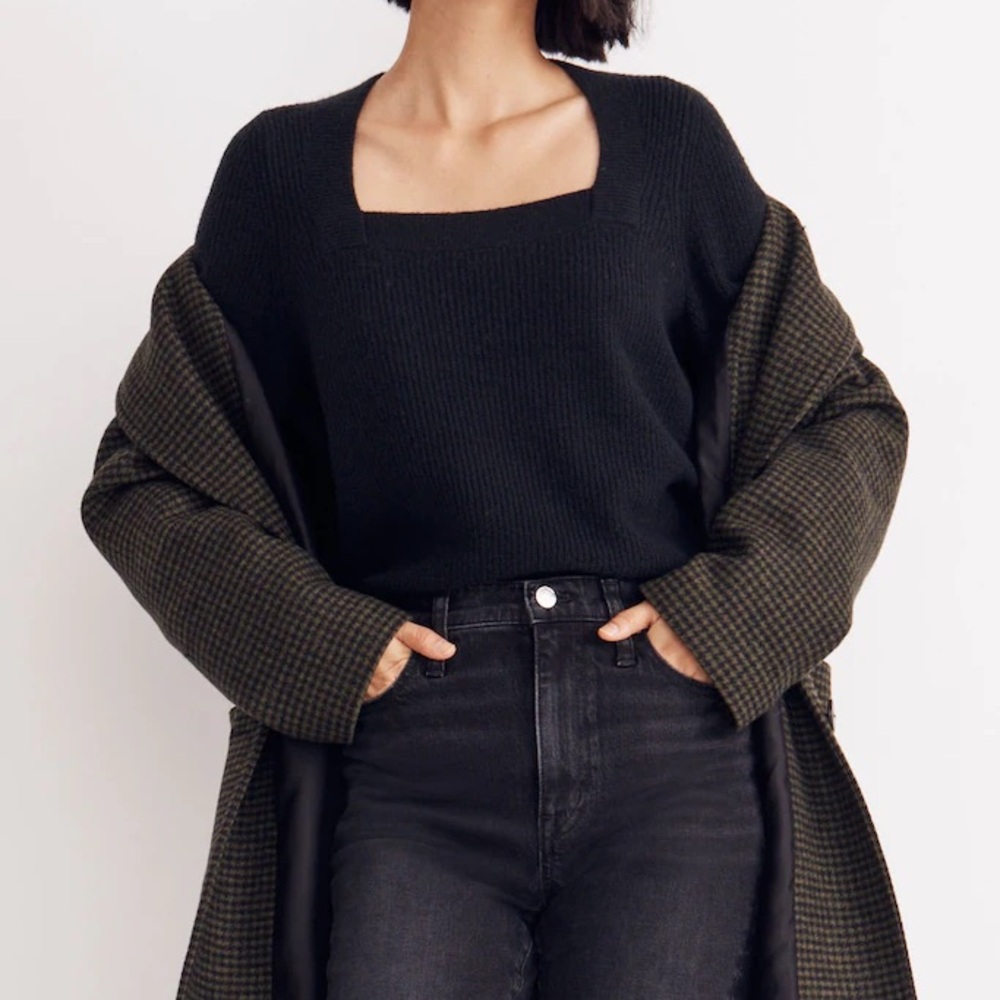 Madewell Sweater Square-Neck - Black XS